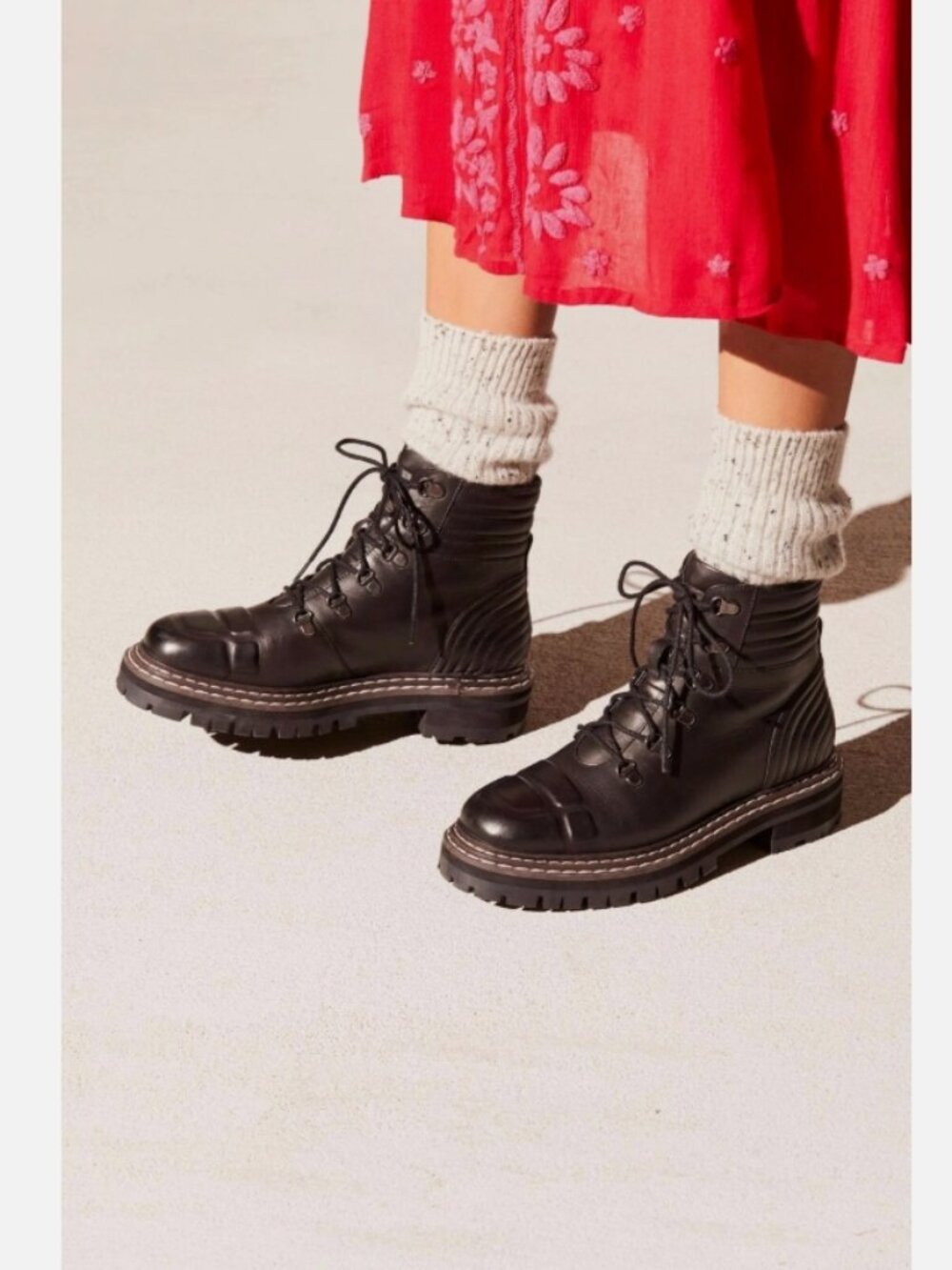 New Free People Carter Lace Up Boot size 6 MSRP: $168 Leather Black
